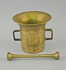 99835256 Mortaio In Ottone Con Pestello Massiccio Lucido 12,5x14cm