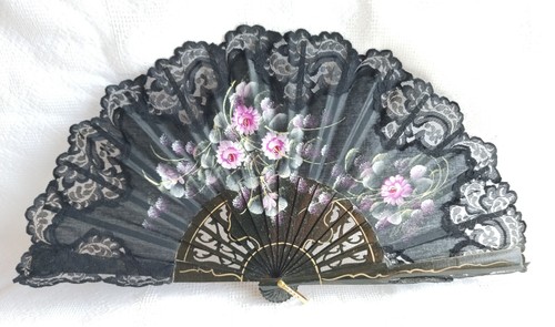 Ventaglio vintage nero con - vintage,