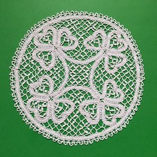 Centrino antico merletto di Vologda tombolo fuselli Vologda rotondo 22 cm bianco