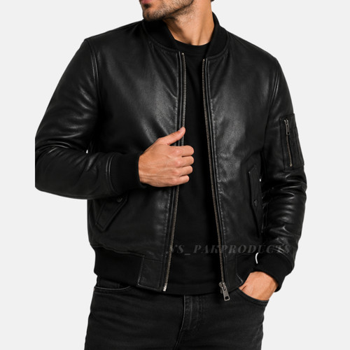 Bomber uomo pelle nera - ,