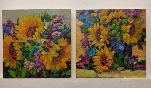 Quadro dipinto fiori girasoli - quadro,