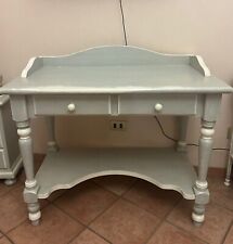 SCRITTOIO CON TAVOLINO SHABBY (e SEDIA IN REGALO) COLORE GRIGIO INSERTI PANNA