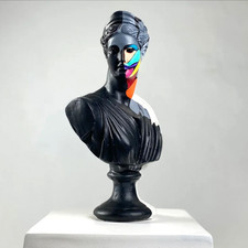 Artemide scultura in marmo, pop art cubista mitologia greca dea statua busto