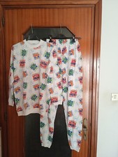 Pigiama bianco con stampa e maniche lunghe bambino