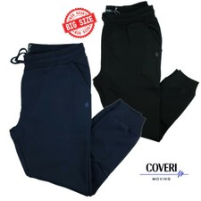 Pantaloni tuta uomo con polsini Coveri cotone taglie forti nero 3xl 4xl 5xl 6xl