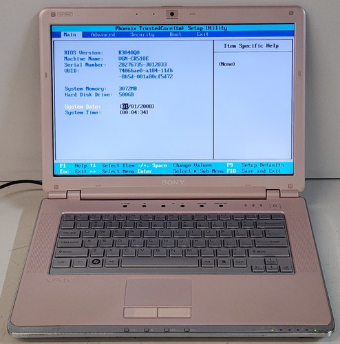 Sony vaio vgn - sony, vgn-cr510e