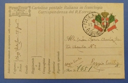 1917 intero postale - , franchigia