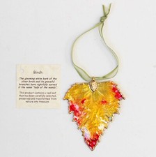 La Signora Rosa Vero Argento Foglia di Betulla Smaltata Ornamento Decorazione Casa