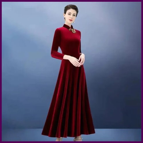 Maxi abito donna velluto stile