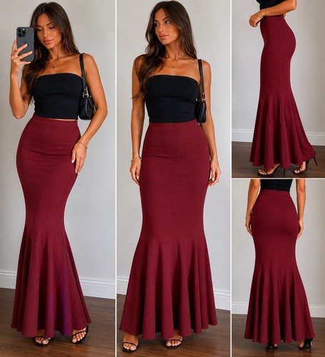 Maxi gonna sirena bordeaux - a,