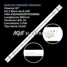 KIT 2 BARRE STRIP 8 LED TV