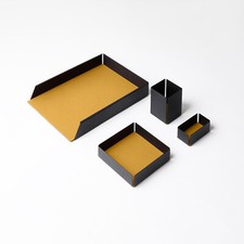 Set Scrivania Acciaio Nero e