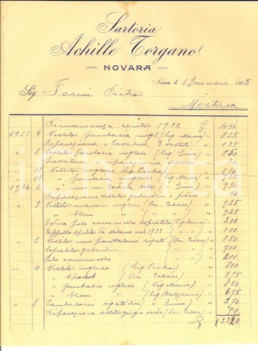 1925 novara sartoria - 1925, achille