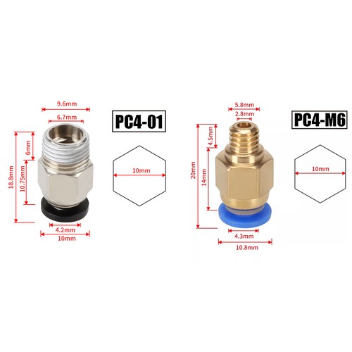 10pz connettore pneumatico pc4 - connettore,