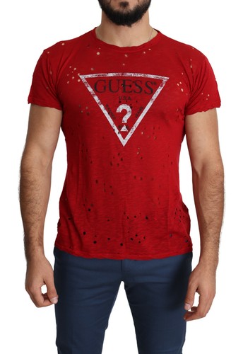 Guess shirt red 100 cotton - t-shirt,