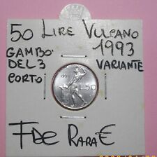 50 LIRE VULCANO 1993(2) VARIANTE GAMBO DEL 3 CORTO MOLTO RARA  COMPRA SUBITO