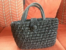 Borsa borsetta a mano donna vintage in corda nera