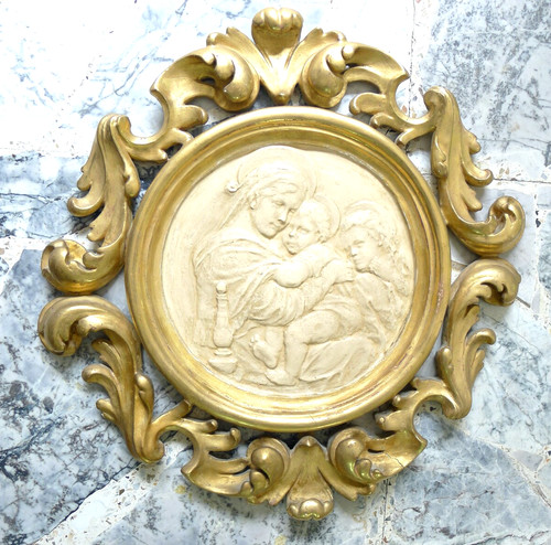 Antica cornice dorata rotonda - cornice,