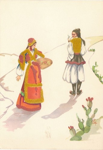 Cartolina costumi sardegna - costumi,