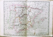 Mappa antica Spagna Portogallo Isole Baleari Canarie - Atlante geografico Fremin