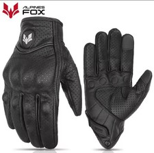 Alpine Fox Guanti In Pelle Estivi Da Moto, Traforati Con Protezioni TG XXL Touch