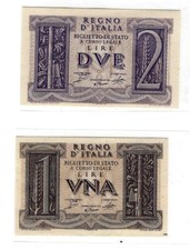 Lotto 2 Banconote 1939 Regno