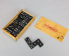Domino 28 tessere pezzi resina con scatola wood box vintage gioco società tavolo