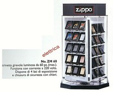 VETRINA espositore ZIPPO luminosa e girevole per 60 zippo nuova nello scatolo