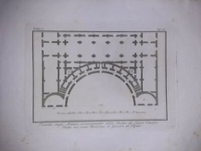 Pianta Avanzi Bagni di Paolo Emilio/ ROMA acquaforte originale XIX secolo