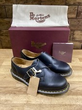 DR MARTENS SCARPE NERE 1461 MONK FIBBIA PELLE TAGLIA UK 9,5 EU 44