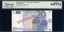 SPECIMEN NOTE European Union 2001 €20 European Central Bank Fantasy Issue 66 PPQ