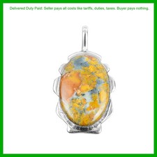 Halloween Deal Maligano Jasper Stone Handmade Bezel New Pendant Sterling Silver