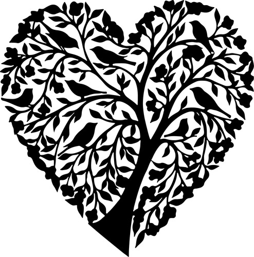 Stencil pittura albero - , cuore