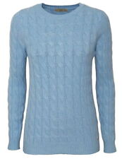 Maglione Donna trecce maglioncino treccine invernale termico pullover celeste