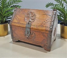 Vintage IN Legno Capanno a Forma Di Cofanetto Originale Old Fatti Mano Scolpito