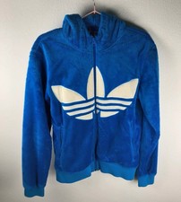 Adidas Felpa Pelliccia Blu Bianco taglia XS Uomo Sport Men Hoodie