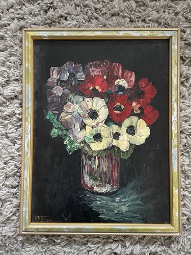 Dipinto olio vintage papaveri