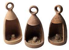 LOTTO TRE LANTERNE IN TERRACOTTA  Artigianali Porta Lume Candela Lumino Vintage