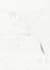 SALVADOR AULESTIA (1919-1994) DIPINTO DISEGNO PENNARELLO SU CARTA DEL 1973 70X50