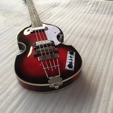 Red Burst Violino Basso Elettrico Chitarra 4 Corde HH Pickup Palissandro Tastiera