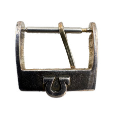 Orologio da polso uomo vintage 18 mm Omega cinturino fibbia tono oro Swiss Made grande logo