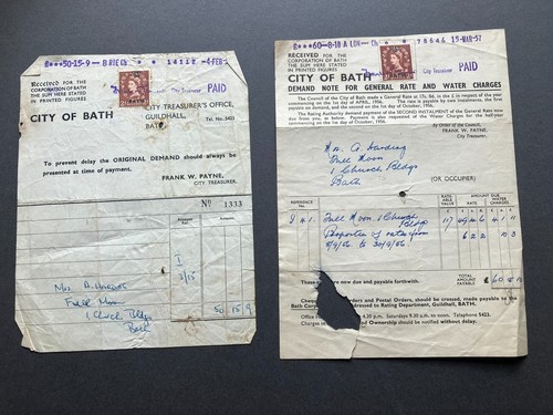 1957 city bath rates - of,