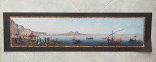Napoli da Posillipo Gouache .Riproduzione di stampa a colori 22x84 @2
