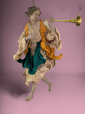 Angelo presepe Napoletano arte presepiale 45 Cm scultura legno argilla