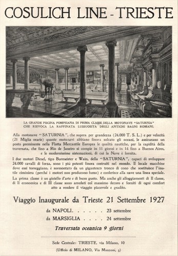 Pubblicita 1927 cosulich nave - cosulich,