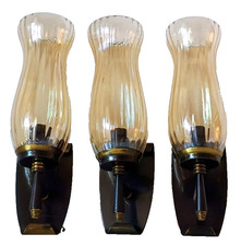 3 lampade da parete TARGET Sankey, vetro ambrato, antiquariato moderno, Made in Italy