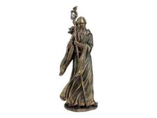 Merlino Gran Mago Drago Sfera di Cristallo Bastone Statua Finitura Bronzo