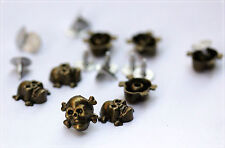 30pz Borchie sfuse teschio a rivetto colore bronzo antico *30  skull rivet stud
