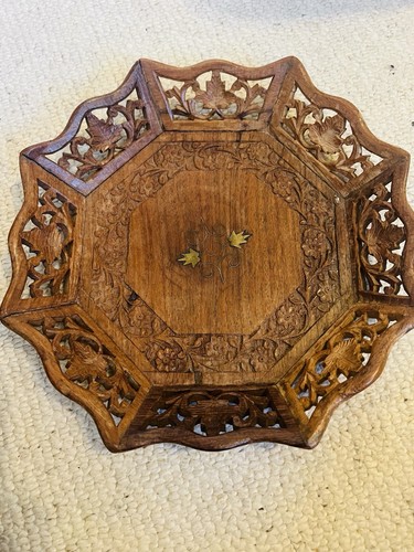 Vintage round carved - vintage, wood
