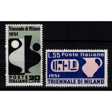 REPUBBLICA 1951 TRIENNALE DI MILANO 2 V. G.I MNH** BORDO FOGLIO